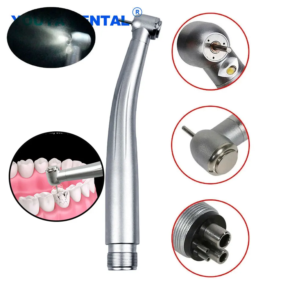 2/4 Hole High Speed Dental Handpiece 3 Water Spray Air Turbine Triple Push Button Hand Piece E-generator Dentistry Tool