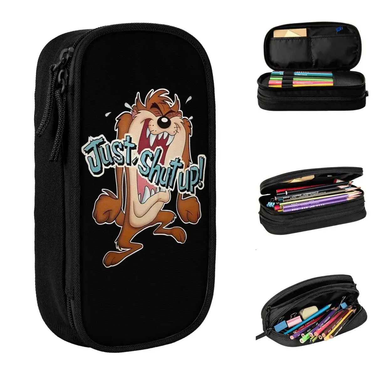

Space Jam Just Shout Up Tazs Пеналы Симпатичные коробки для ручек Сумки для студентов Большое хранение Студенты Школьные подарки Пенал