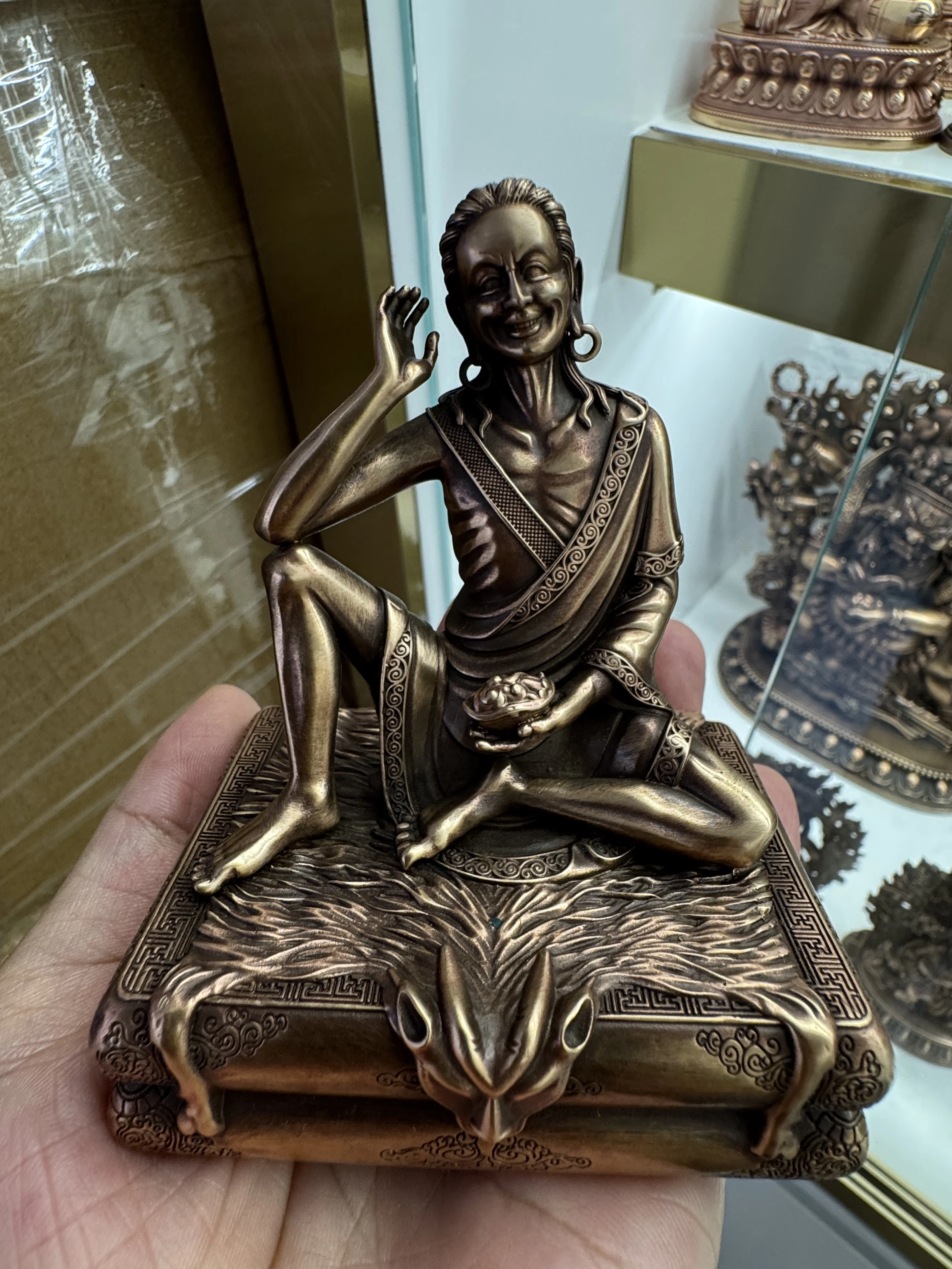 Xizang Craft Copper Pure Copper 12cm Milarepa Bronze Statue