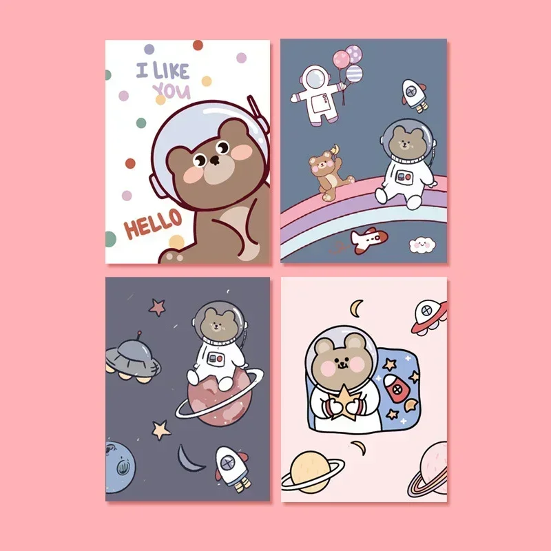 4 Pcs/lot Creative Cartoon Stationery Mini Notebook Kids Cartoon Portable Little Book Student Notepad School Office Supplies