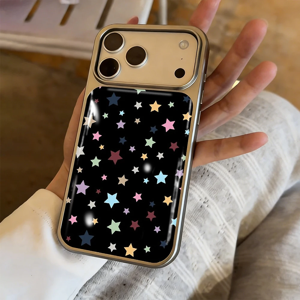 

New Colorful Star Drop Glue INS Case For iPhone 15 17 13 Pro Max Phone 11 12 ProMax 14 15 16 Plus Cases Shockproof Luxury Coque