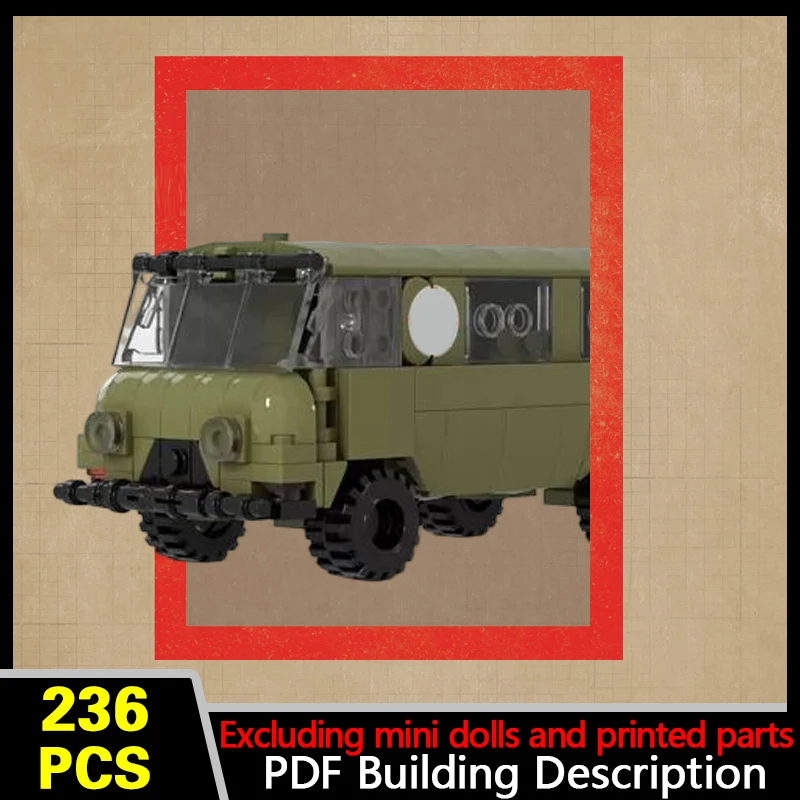 uaz-452-医療救助車両モデル-moc-ビルディングレンガ戦争機器モジュラーテクノロジーギフトホリデーアセンブル子供のおもちゃ