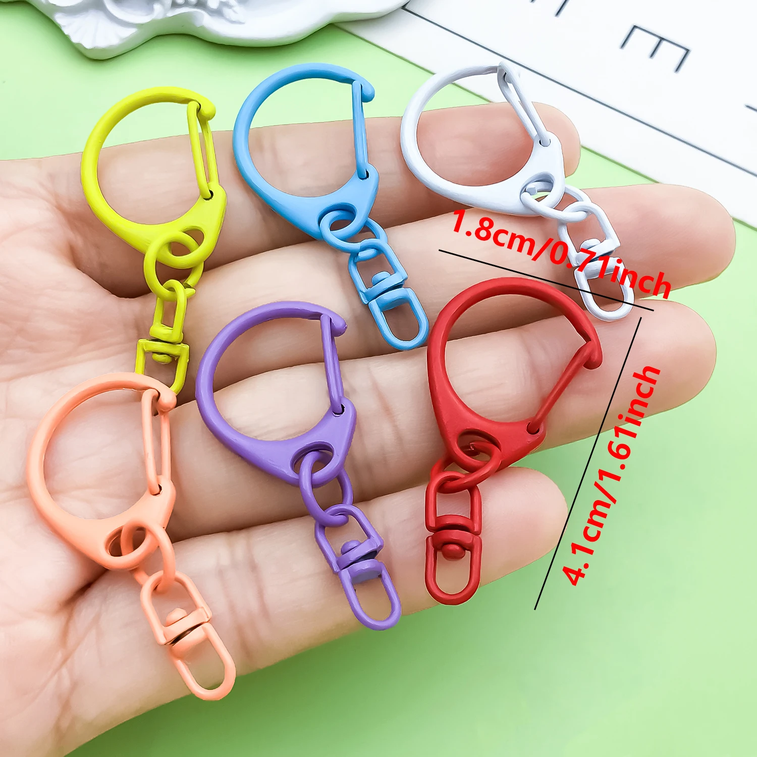 20pcs 18x41mm Alloy Colorful D-shaped Buckle With 8-shaped Keychain For DIY Key Ring Bag Decor DIY Jewelry Gift Accessories view 4