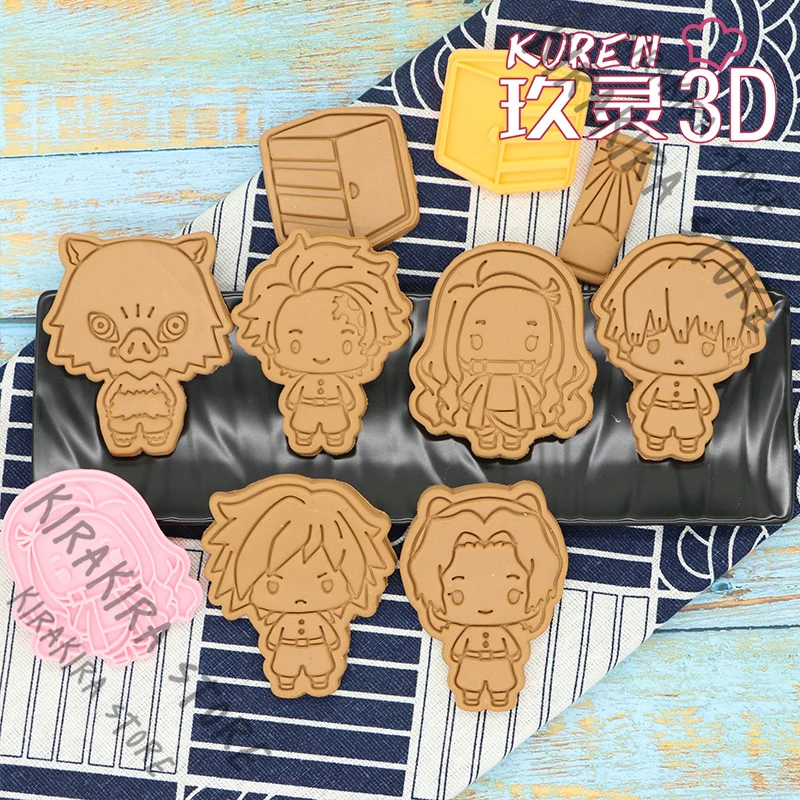 

Demon Slayer Biscuits Anime Cookies Cutter Props Cosplay 3D DIY Household Baking Kamado Tanjirou Cartoon Molds Ornaments