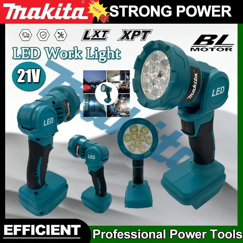 

Makita Indoor Outdoors Night Searchlight Tool Cordless LED Work Light Rechargeable Flashlight 18V Battery Power Tools