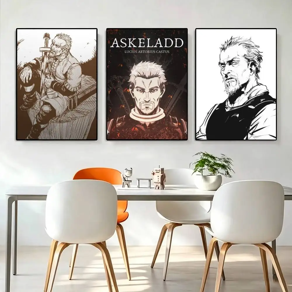 Black V-Vinland -Askeladd  Poster Waterproof Wall Art Sticker For Bar Living Room Vintage Decor High Quality Print Gift