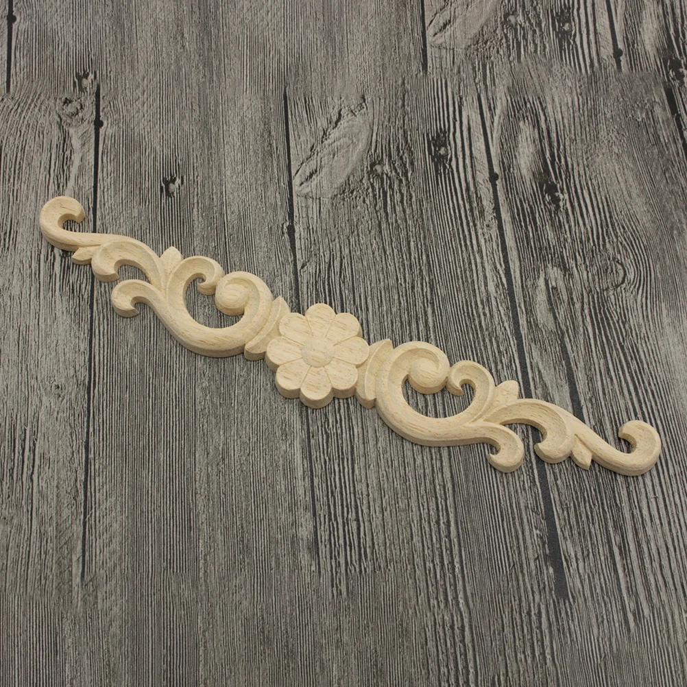 

2pcs Solid Wood Onlay Applique For Door Head Carving Decor Unpainted Wood Frames Cabinet Wall Home Craft Sewing Accessories