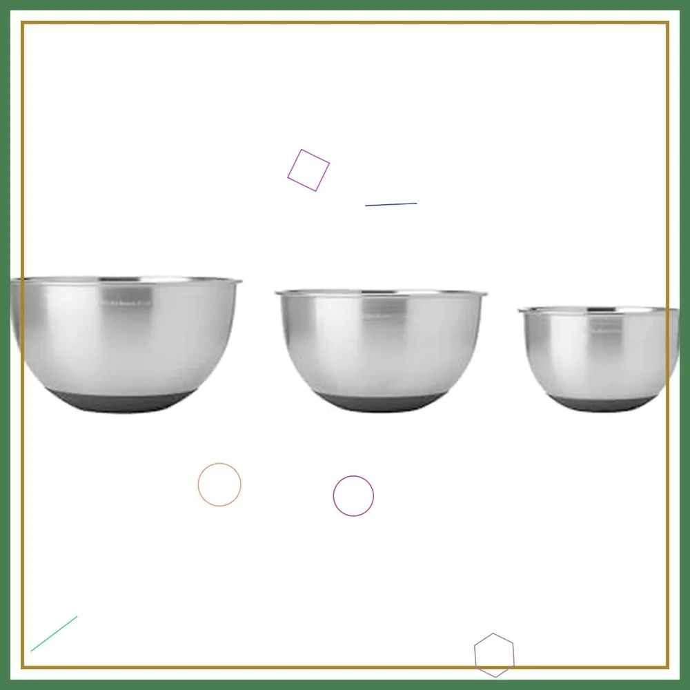 

Premium Stainless Steel Mixing Bowls Set of 3, Durable and Versatile for Baking and Cooking