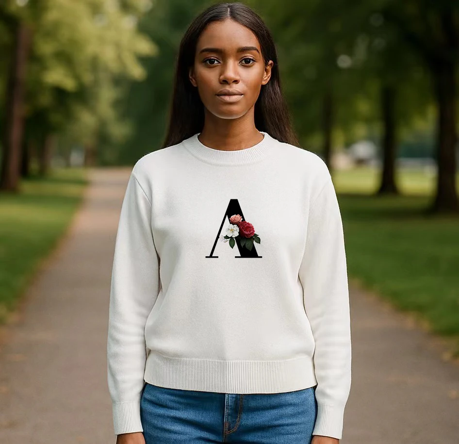 

Уличная одежда, милые рождественские подарки на зиму, вязаный пуловер с буквенным принтом, свободный повседневный модный женский свитер с длинными рукавами и круглым вырезом