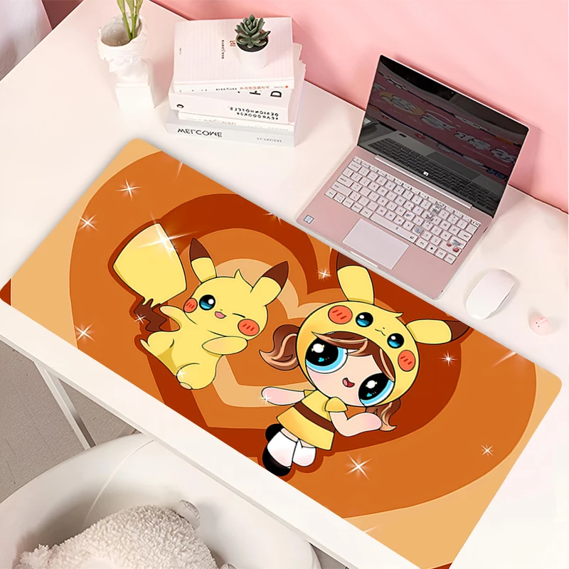 Pink Office Large Mouse Pad 900x400 The P-Powerpuff Girls Anime Cartoon Desk Mat Gamer Non-slip Laptop Mousepad PC Rug Mouse Mat