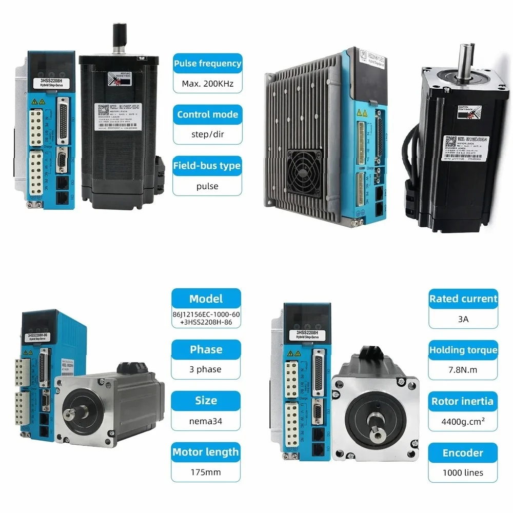 Closed-Loop Hybrid Stepper Motor & Driver Kit 86mm 1000W Low Heat High Precision for CNC & Automation