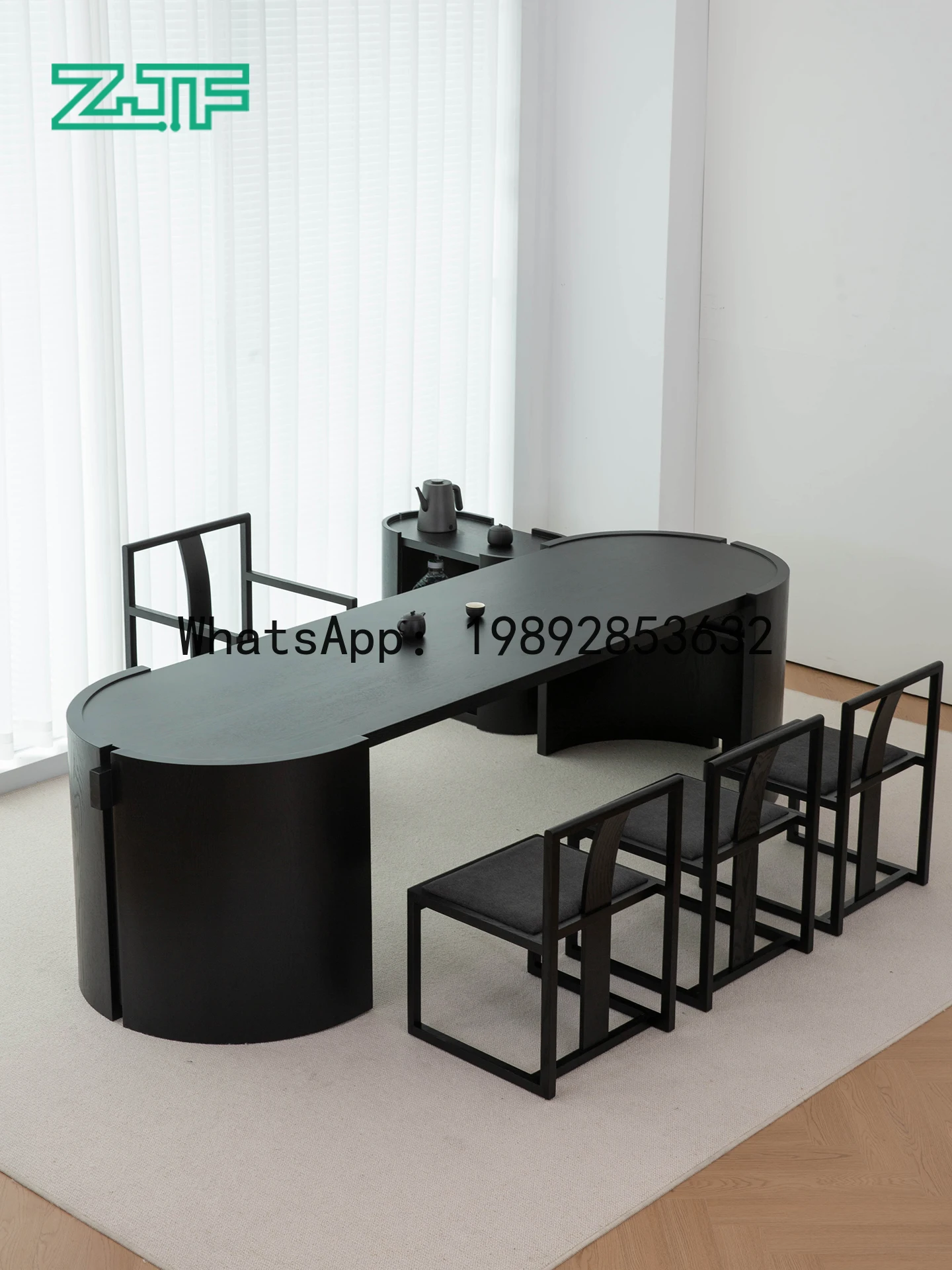 YFY Black Wabi-Sabi Style Curved Large   Table Office Simple  Ceremony Table  Room Reception  Brewing Table