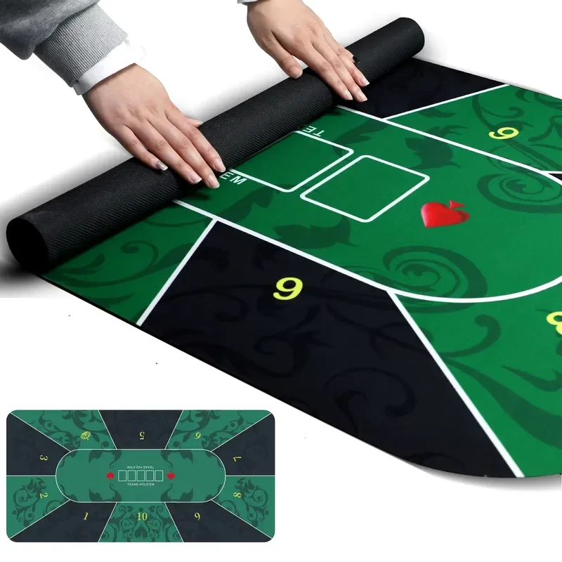 Professional Texas Holdem Poker Tablecloth 240x120cm Square Rubber Pad 2mm Thick Gaming Mat for Up to 10 Players