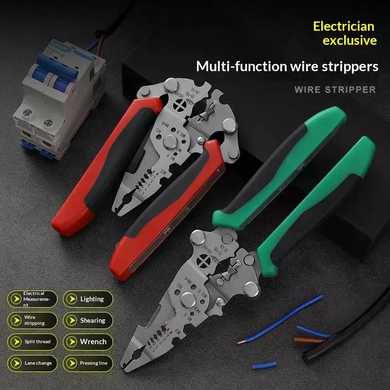 1Pcs Multifunctional Electrician Pliers Foldable Wire Stripping Pliers Crimping Tool Professional-Grade Electrician Tool