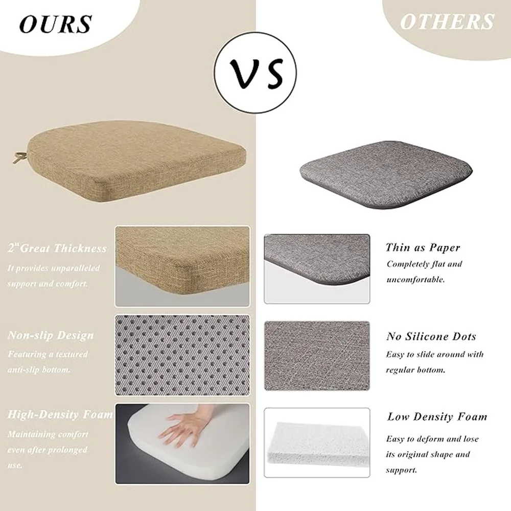 Kitchen Chair Cushions Indoor High Resilience Memory Foam Chair Cushions Comfortable Easy Care