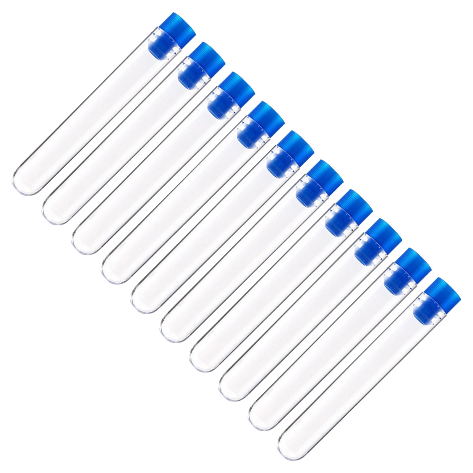 50Pcs Disposable Plastic Test Tubes Blue Caps Laboratory Sample Storage Science Experiment Equipment Test Tubes
