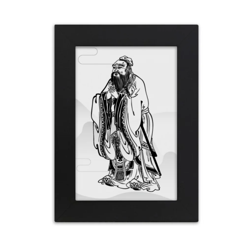 Dao China Lao Tzu Desktop Photo Frame Picture Display Art Painting Exhibit