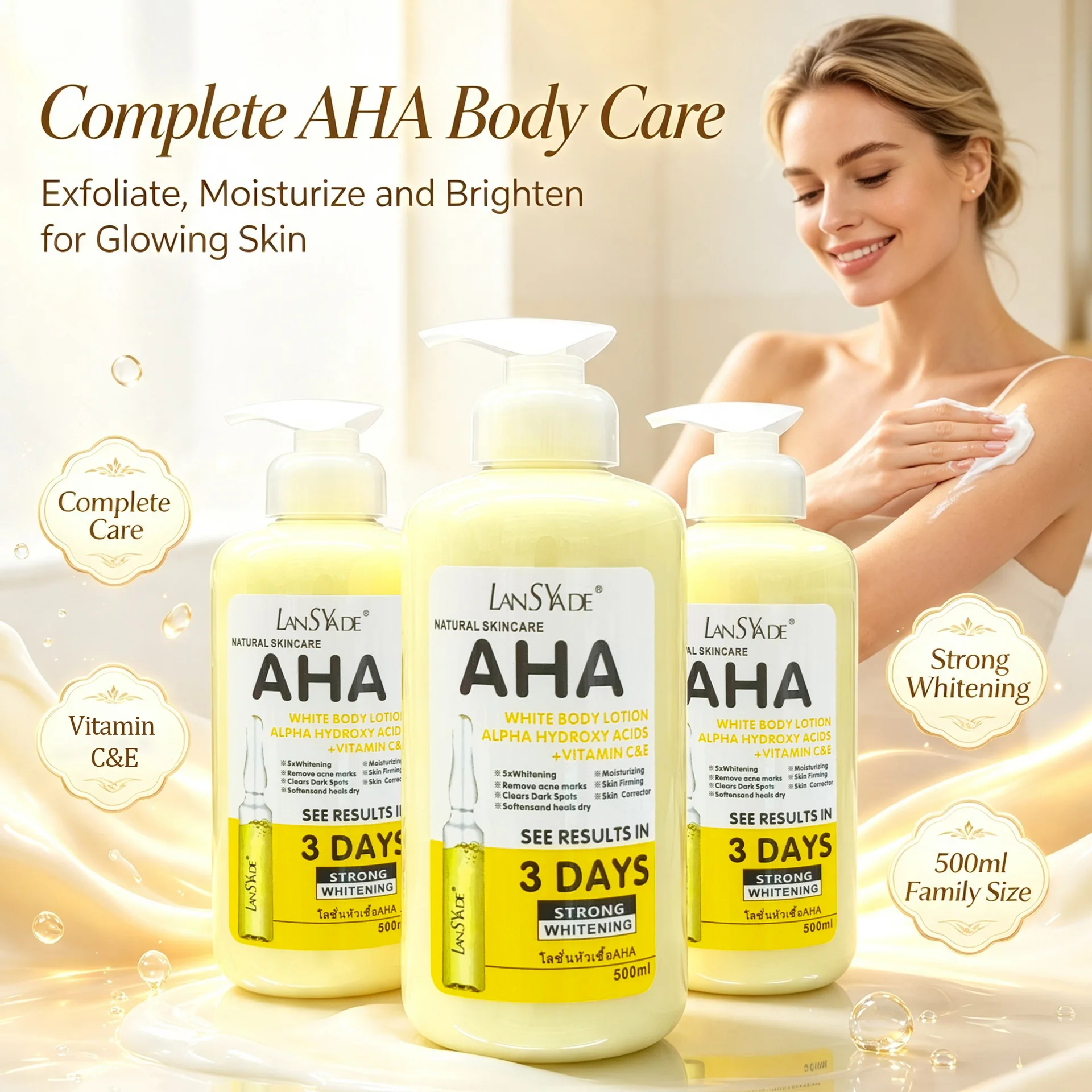 AHA Moisturizing Body Lotion Brightening Moisturizing Firming Body Lotion Toning Serum