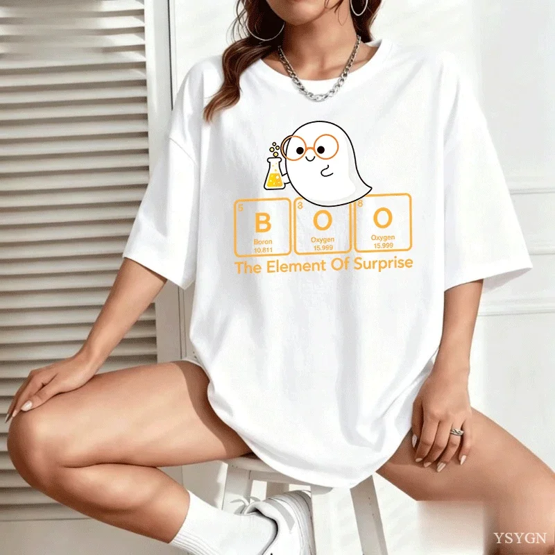Chemistry Boo The Element of Surprise Cute Chemist Halloween T-Shirt Cotton Women Mens Clothing Tops Camiseta Streetwear