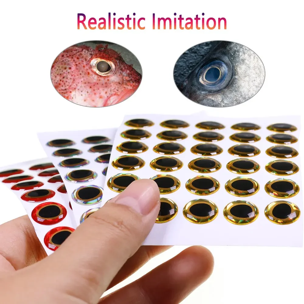 100 Stück Holographische Tropfenförmige 3D Fischaugen Salzwasser-Streamer Fliegenbindematerial Jigs Bastelmaterial Puppenaugen Angelköder-Herstellung – Detail 4