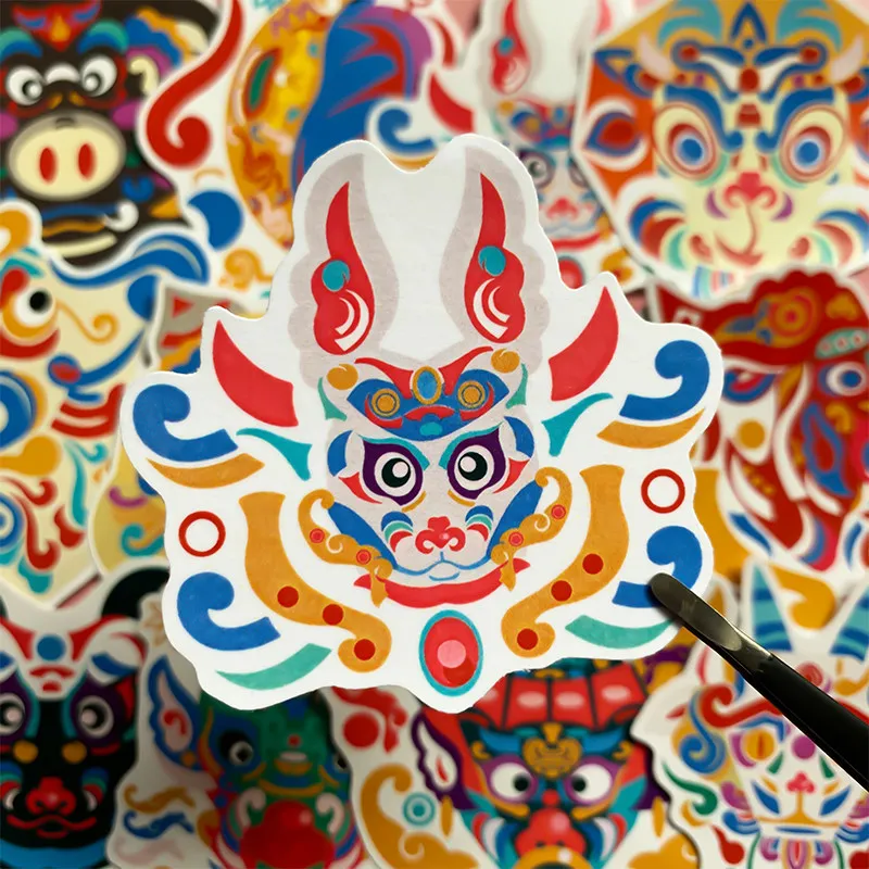 12PCS Chinese Style 12 Zodiac Animals Cartoon Totem Stickers DIY Decorative for Journal Diary Phone Case Scrapbook