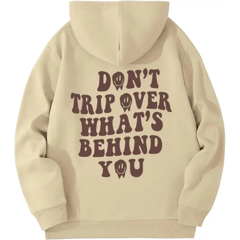 Women's long sleeved lightweight drawstring letter printed hooded sweatshirt sweatshirt sweatshirt