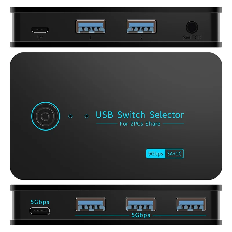 GROCE-2-In-4-Out USB3.0 KVM Switch With Typec Converter HUB Hub Controller Adapter 5Gbps Shared Keyboard Printing