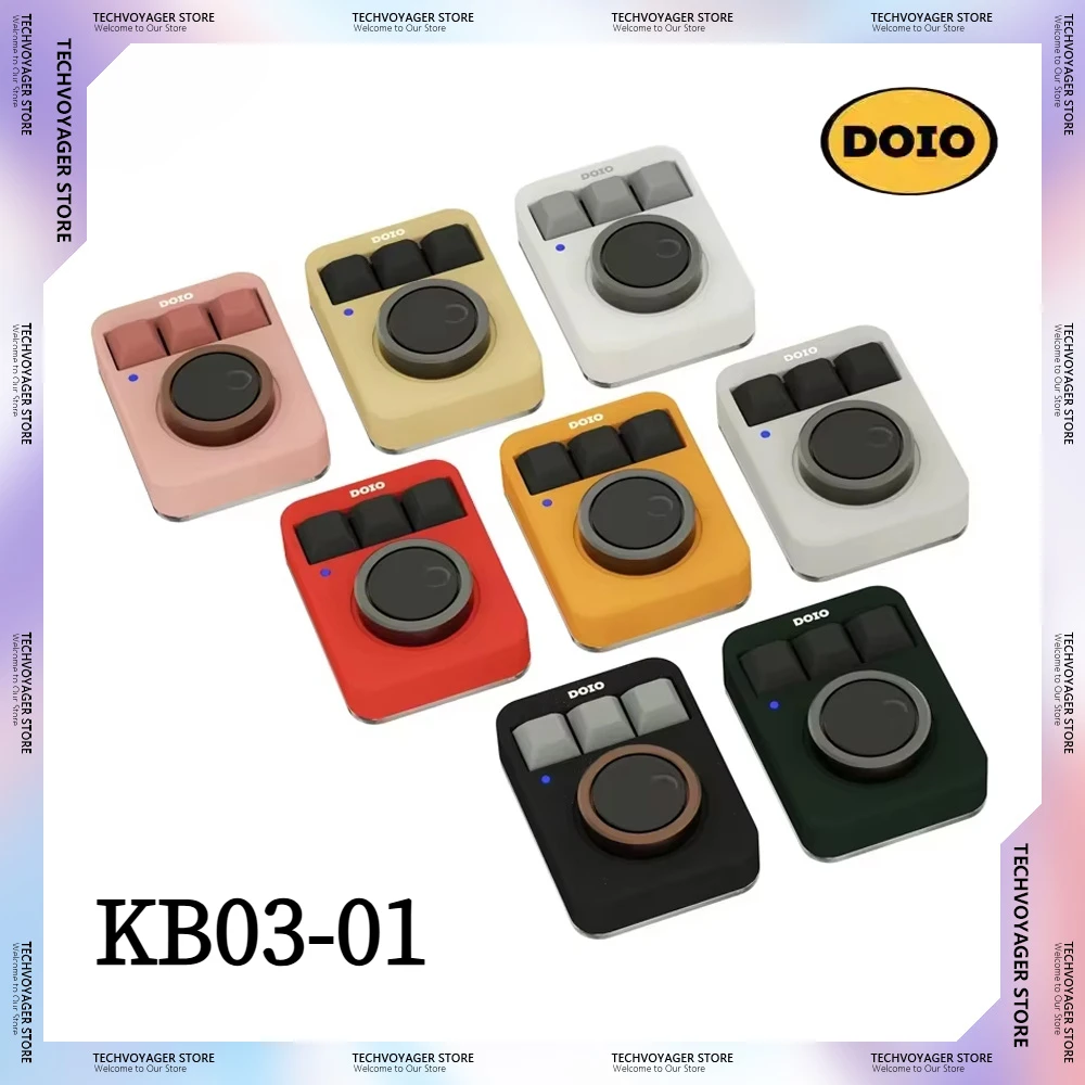 

DOIO KB03-01 Mini Mechanical Keypad RGB Bottom Shell Hot Swap Aluminum Designer Two Knob Customize Wired Keyboard Christmas Gift