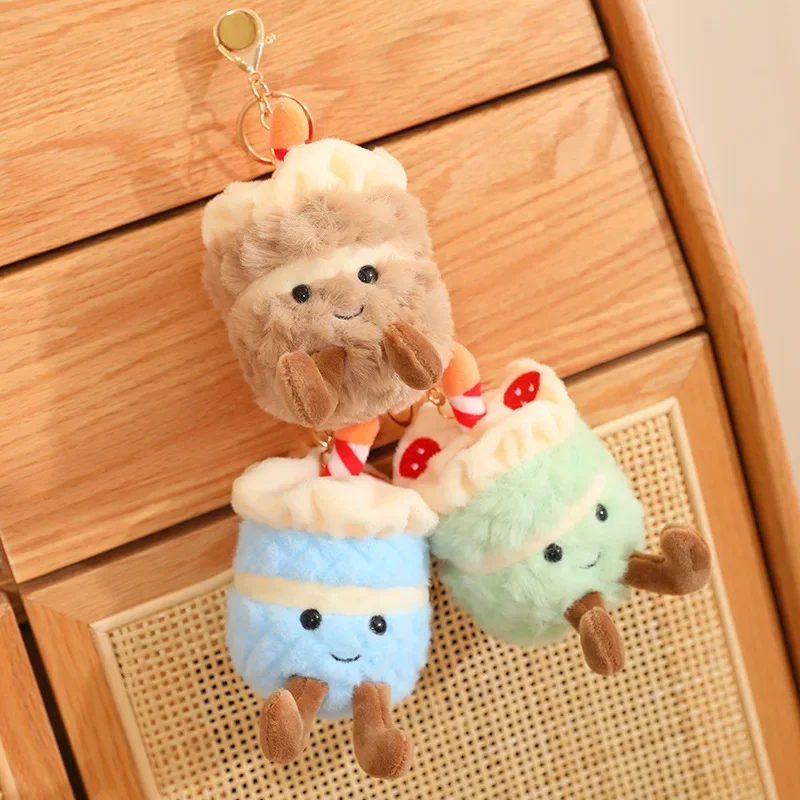 Stuffed Pendant Succulent Tulip Flower Plush Cartoon Cake Toys Soft Potted Flowers Plants Bag Decoration Key Chain Doll Gift