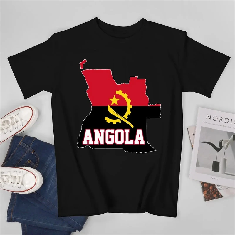 Angola Flag Summer Men\'s Tshirt Angolan National Emblem 3D Printing Tee Shirts Oversized Tops Sports Fitness Short sleeved Tops