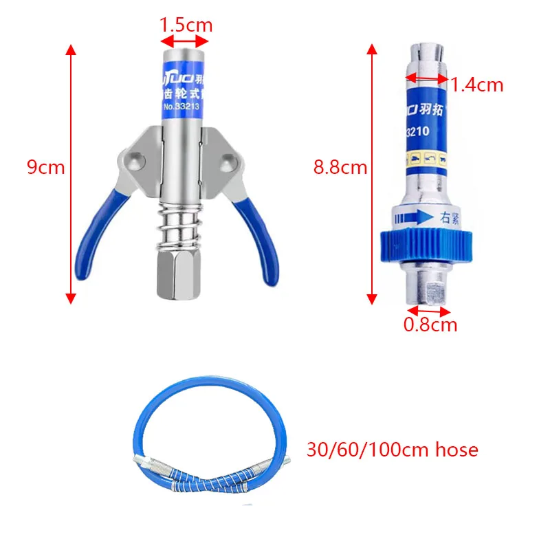 Grease Coupler Lock Clamp Type High-Pressure Grease Gun Coupling End Grease Nozzle Hose Kit Connector Lock on Tool Accessories