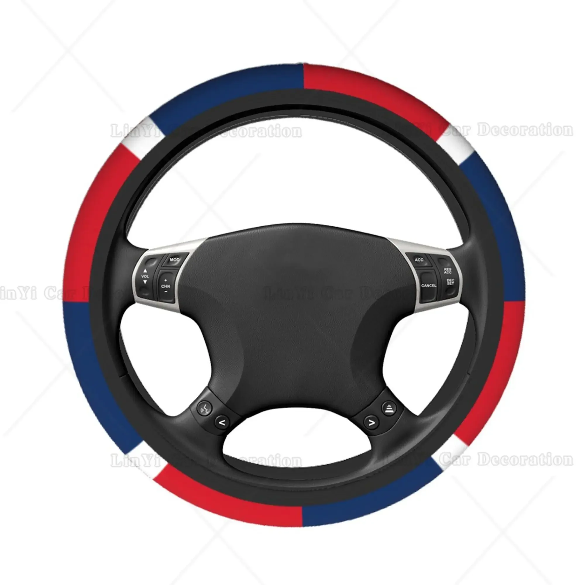 Non-Slip Elastic Steering Wheel Cover Dominican Republic Flag Auto Car Steering Wheel Cover Car Accessories Universal 15 Inch