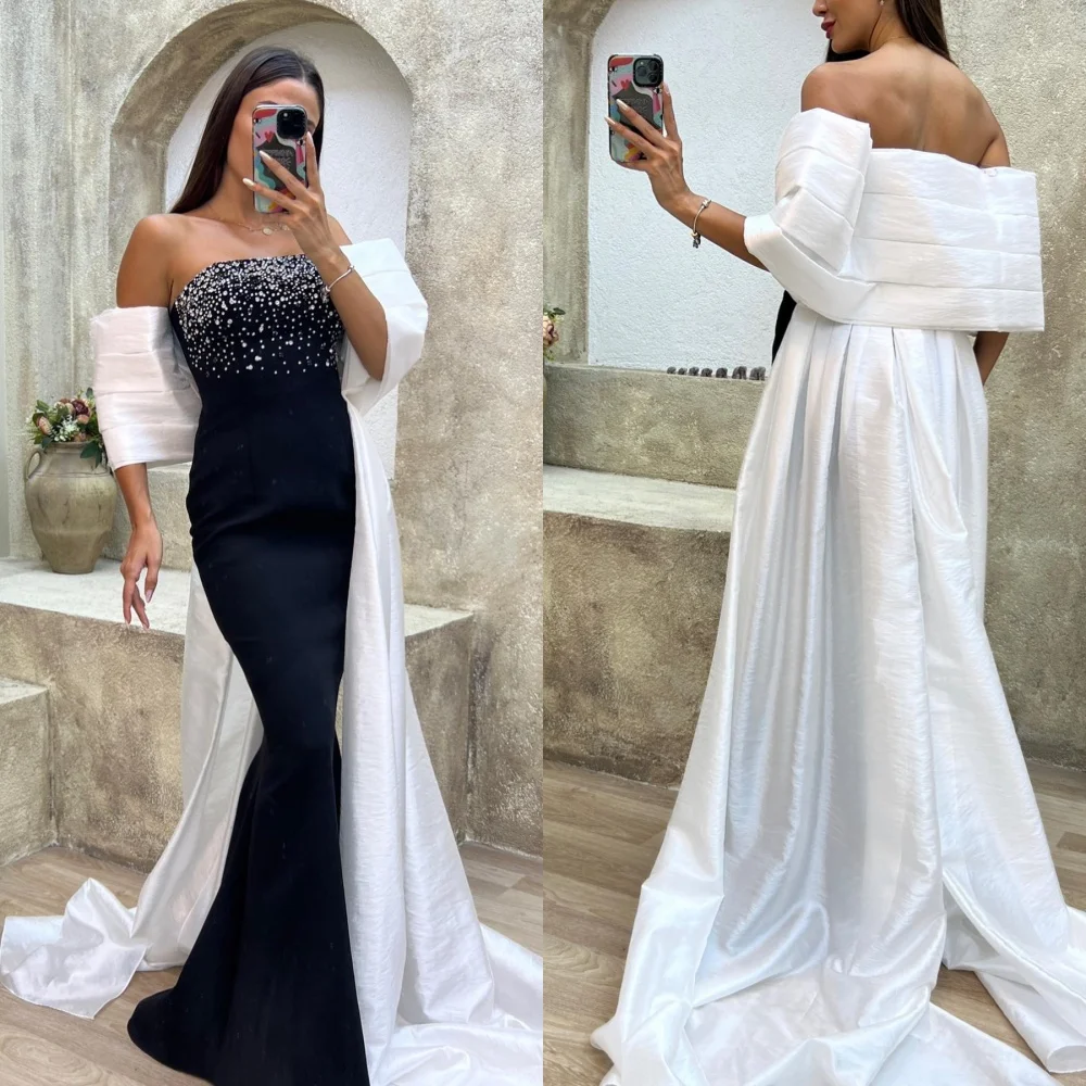 Ball Dress Saudi Arabia Prom Jersey Beading Homecoming Mermaid Off-the-shoulder Bespoke Occasion Gown Long Dresses