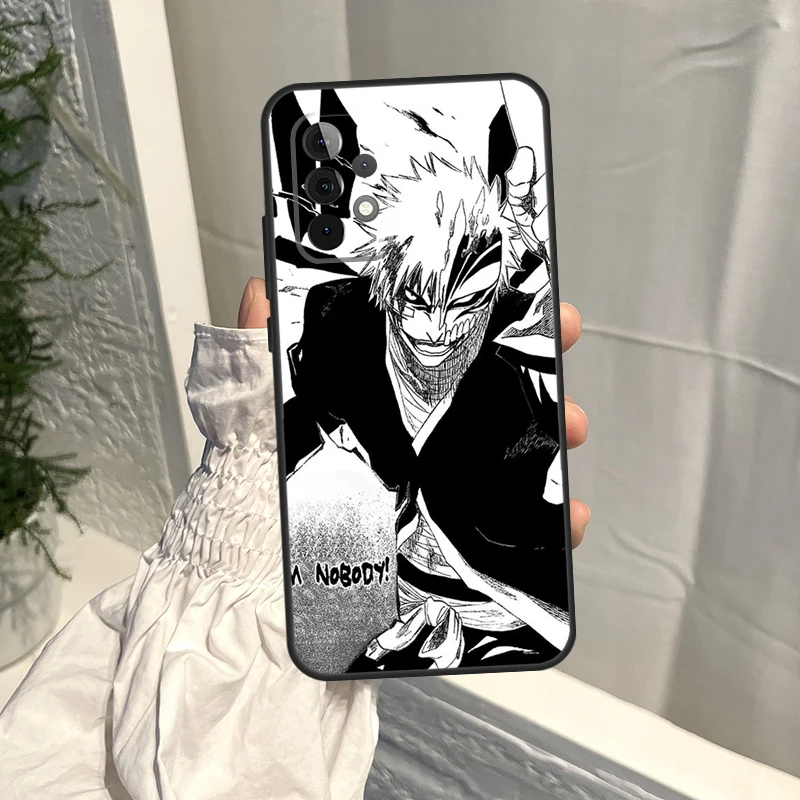 Black White Anime Bleach Case For Samsung Galaxy A54 A34 A12 A32 A42 A52 A13 A23 A33 A53 A73 A50 A51 A71 A14 Cover