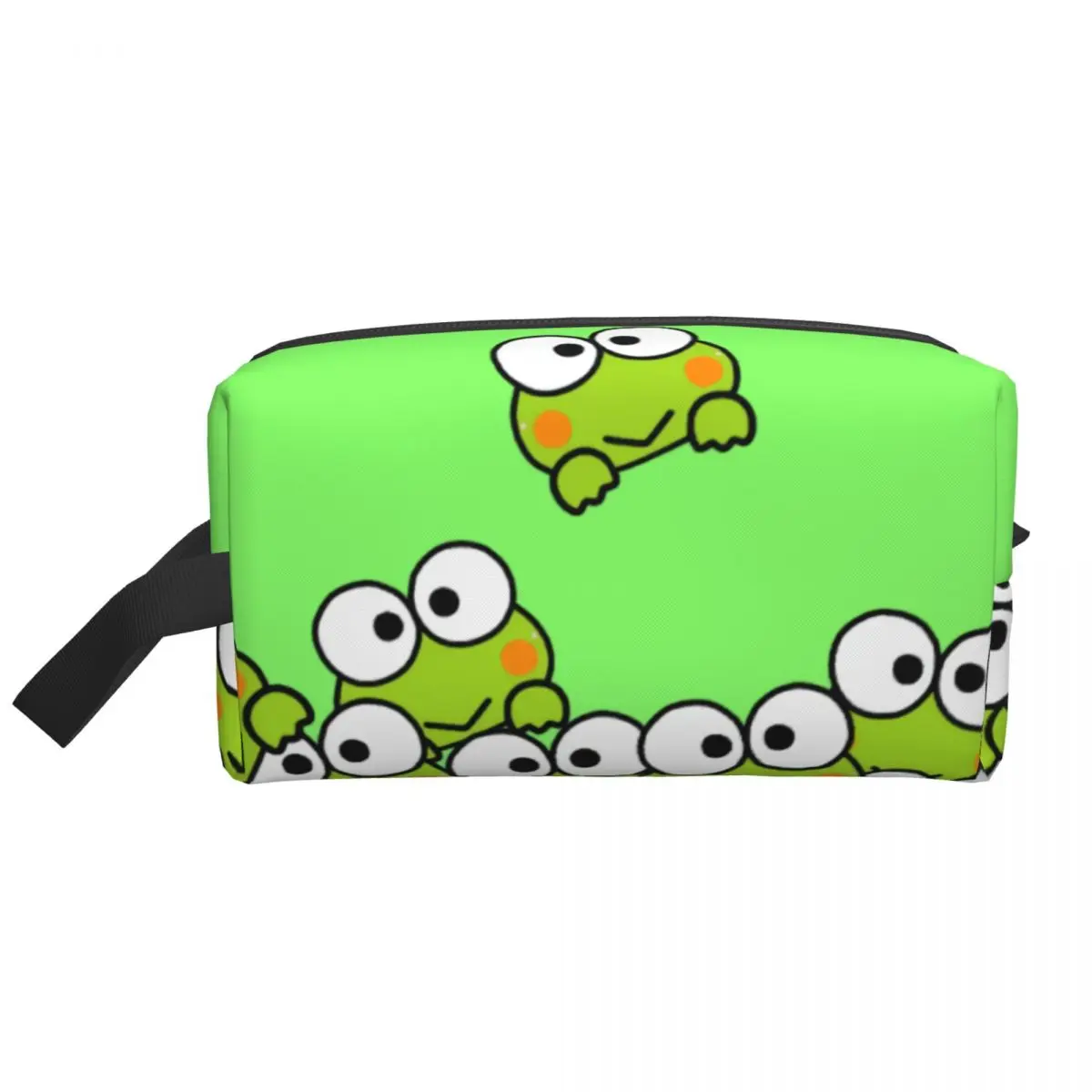 Custom Keroppi Heads Cartoon Makeup Bag for Women Travel Cosmetic Organizer Fashion Big-eyed Frog Anime Storage Toiletry Bags