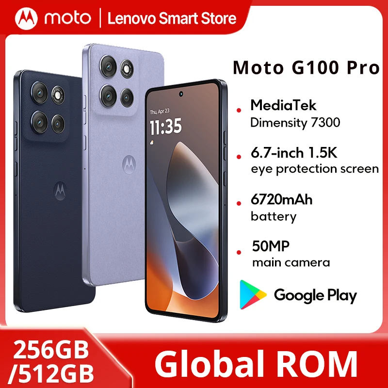 Motorola Moto G100 Pro SmartPhone Global ROM 6.7-inch 1.5K pOLED 120Hz Display Dimensity 7300 6720mAh 50MP AI Camera Cellphone