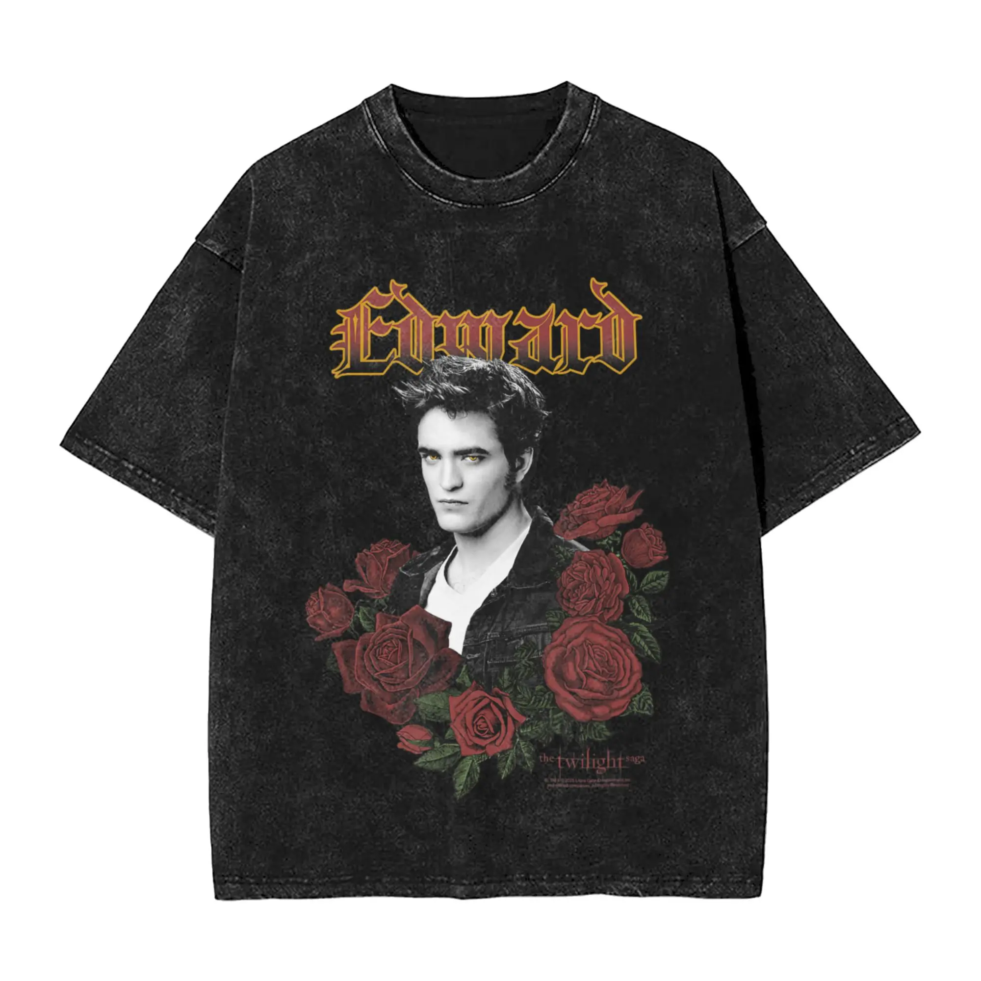 Men's Twilight Edward Gothic Print  T Shirts  Roses Vintage Movie Tops Beach Short-Sleeved T-Shirt Round Neck Tee Shirt Hot Sale