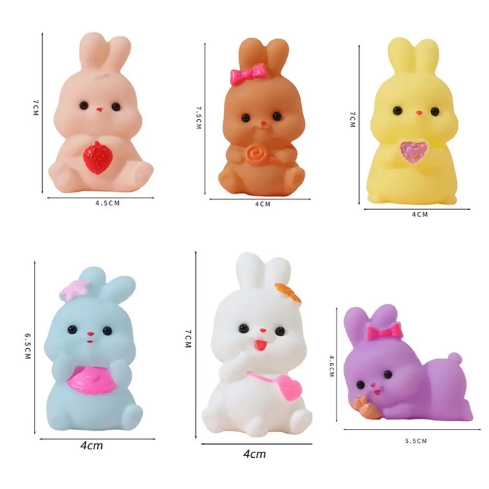 6 unids/set conejo para apretar juguetes decorados PVC conejito de Pascua Fidget estiramiento exprimidor Animal de dibujos animados conejo juguete de rebote lento