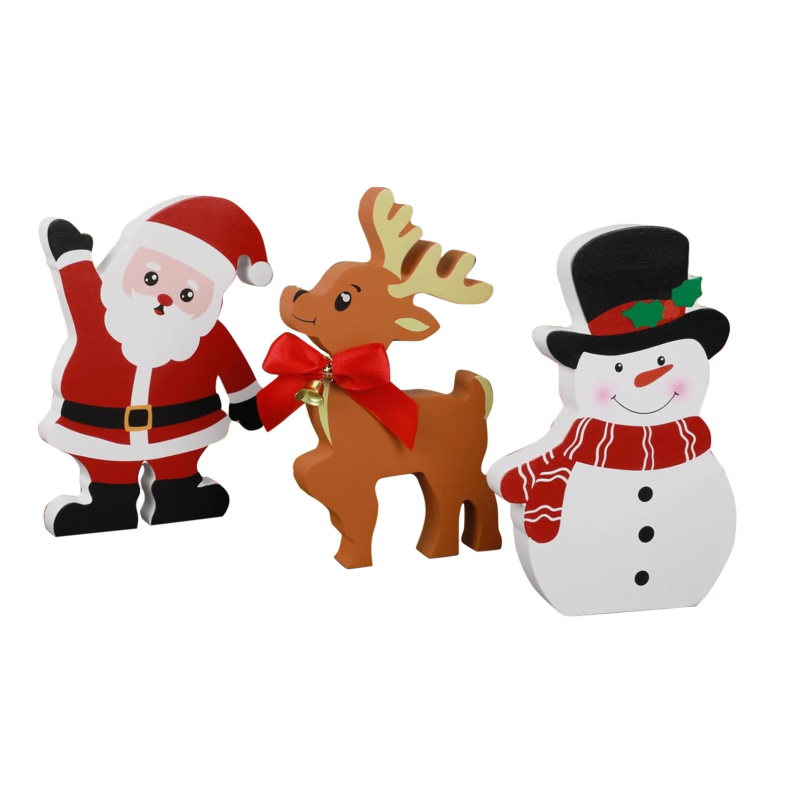 

3 шт., рождественское деревянное украшение для рабочего стола, милый снеговик, зимний многоуровневый декор для подноса, рождественское украшение для стола для вечеринки, дома, двери полки