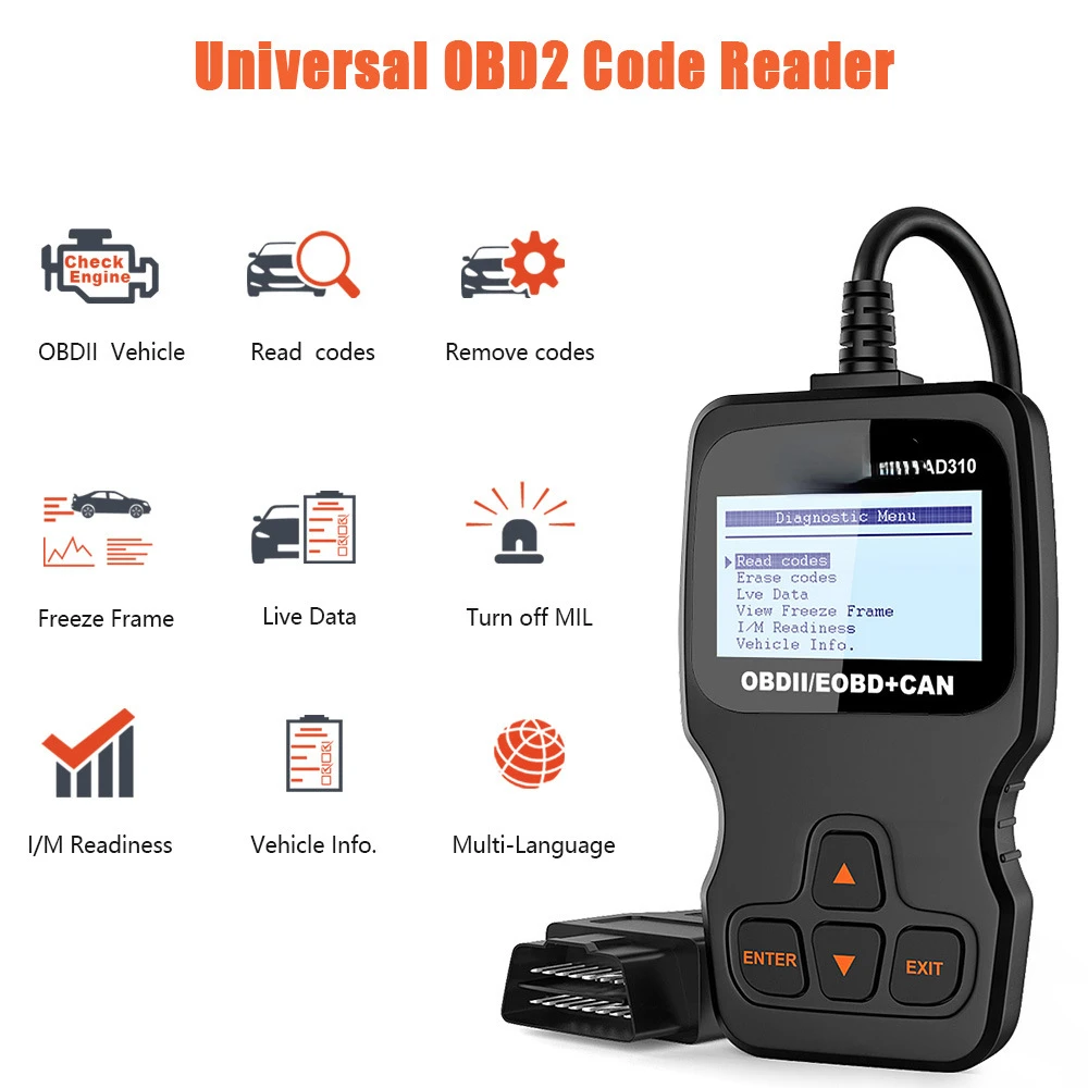 

Ad310 Can OBD2 Car Engine Detector Code Reading Data Stream Overseas Version