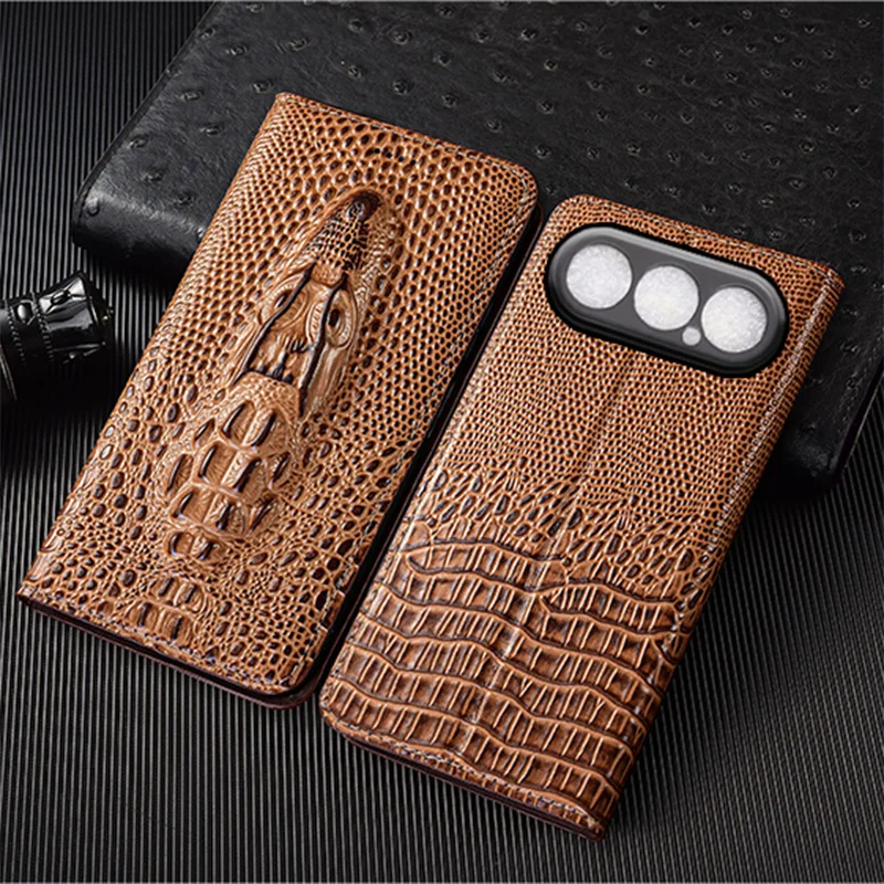 

Crocodile Head Genuine Leather Flip Case For Honor 500 Pro Phone Cover Card Cases Handmade Scratch Proof