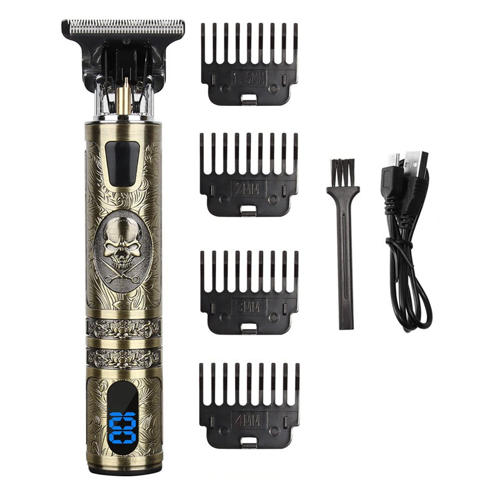 Electric Hair Clippers Barber Clippers Digital USB Chargingfor Men (Skull)