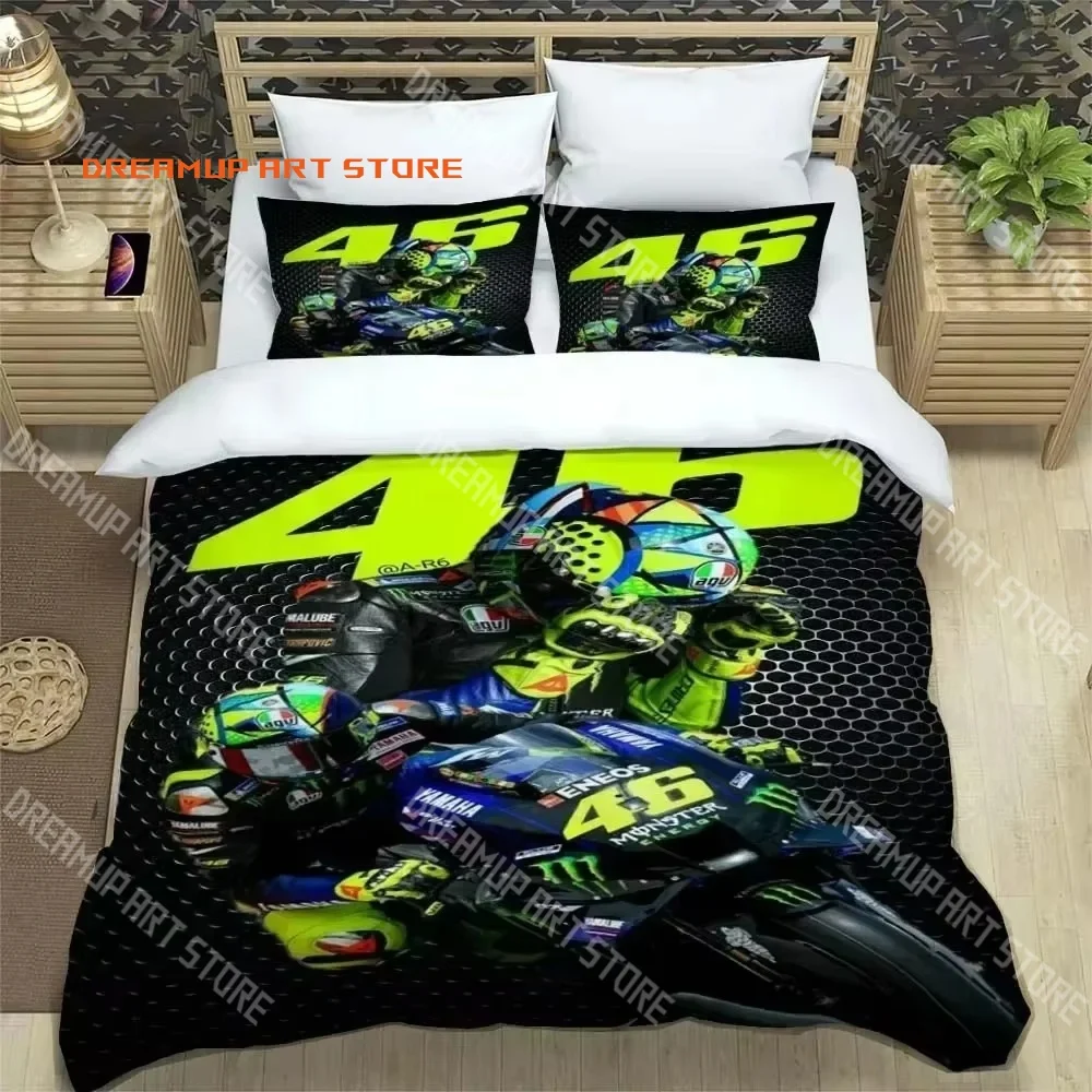 2026 3D Print Moto R-Rossi 46 Motorcycle Bedding Set Single Twin Full Queen King Size Bed Set Adult Kid Bedroom Duvetcover Set