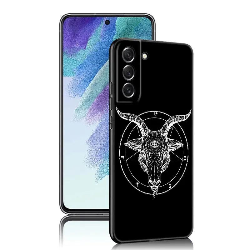 Demonic Satanic Scary Skull Phone Case For Samsung Galaxy S23 S21 S20 FE S24 S22 Ultra S10E S10 S9 S8 Plus Black Silicone Cover