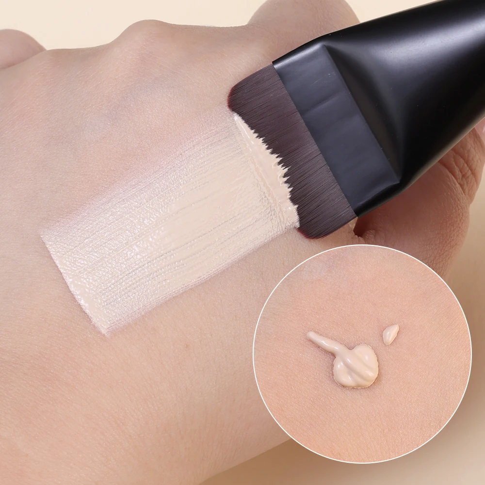 Einfache Mini Flat Top Foundation Pinsel weiches Haar dünnes Gesicht Kontur Pinsel BB Creme gemischte Foundation Creme Make-up Pinsel Make-up auch