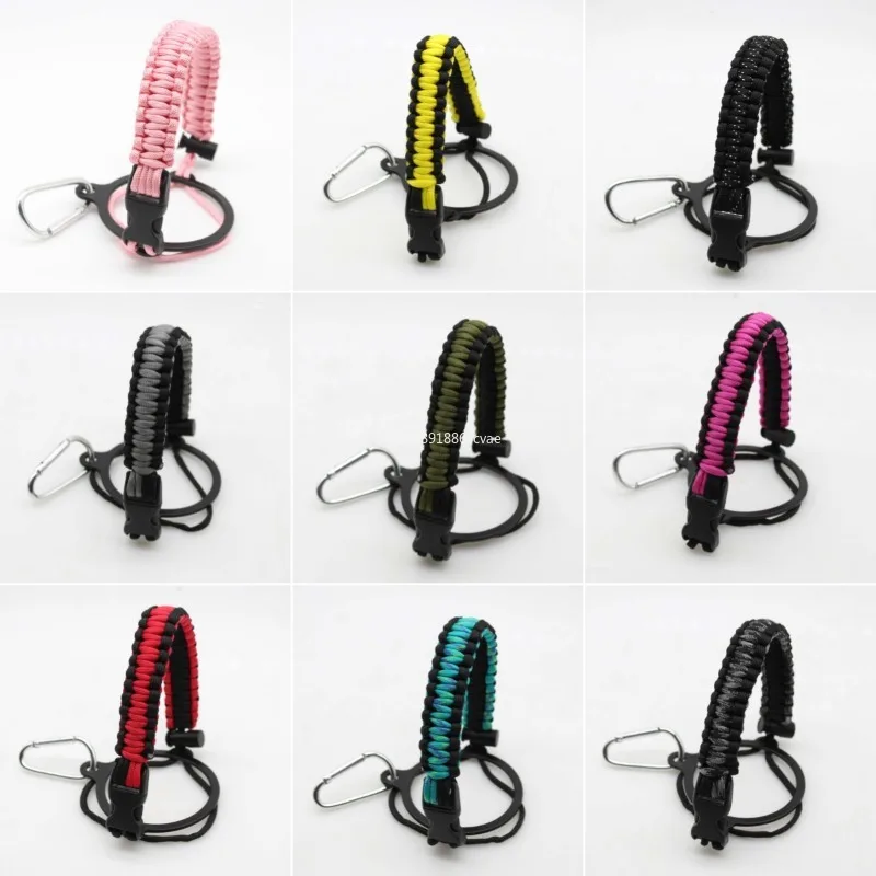 Soporte para botella de agua con correa que se adapta a botellas de boca ancha, mango de taza Paracord, portador duradero, accesorios seguros para botellas