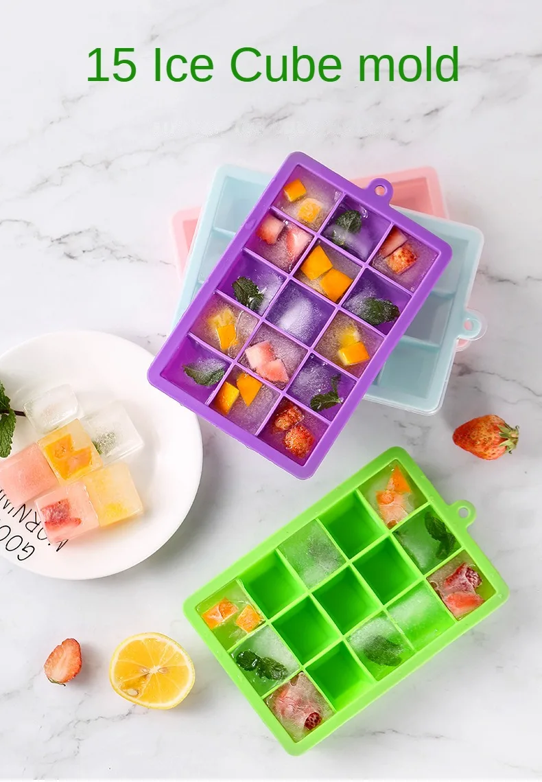 

Ice cube#Ice cube tray PP silicone homemade ice cube mold creative DIY refrigerator frozen Ice cube#Ice cube tray 15 grids