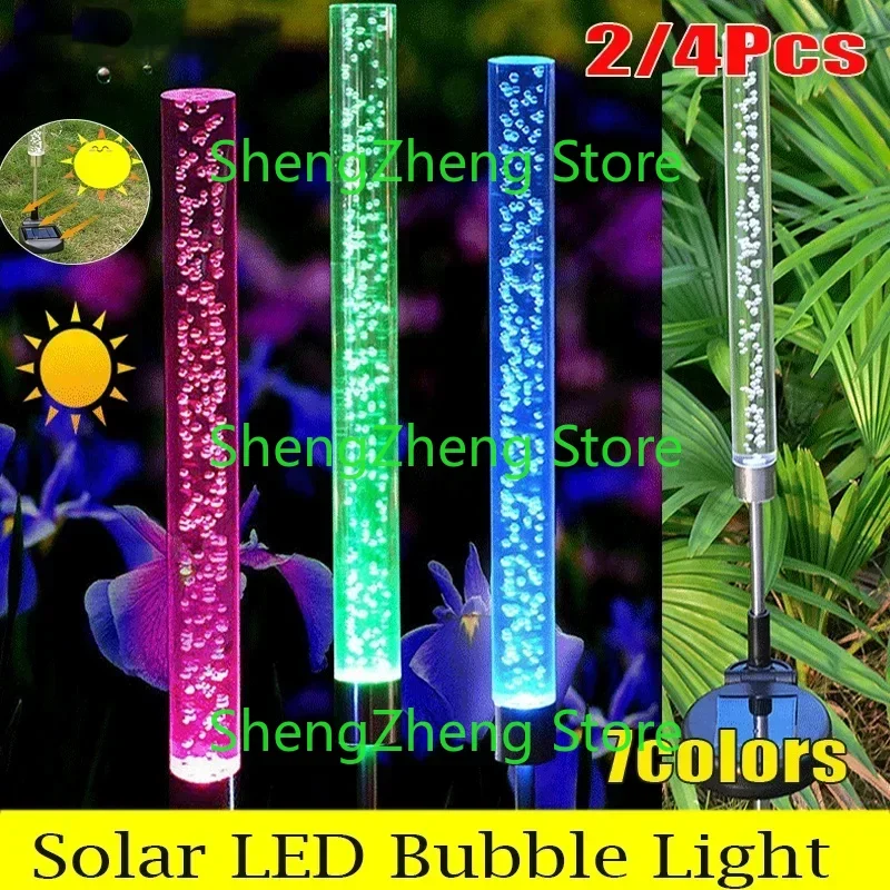LED Solar Powered Acrylic Bubble Light Lawn Lamp Outdoor Multi-color Yard Decor