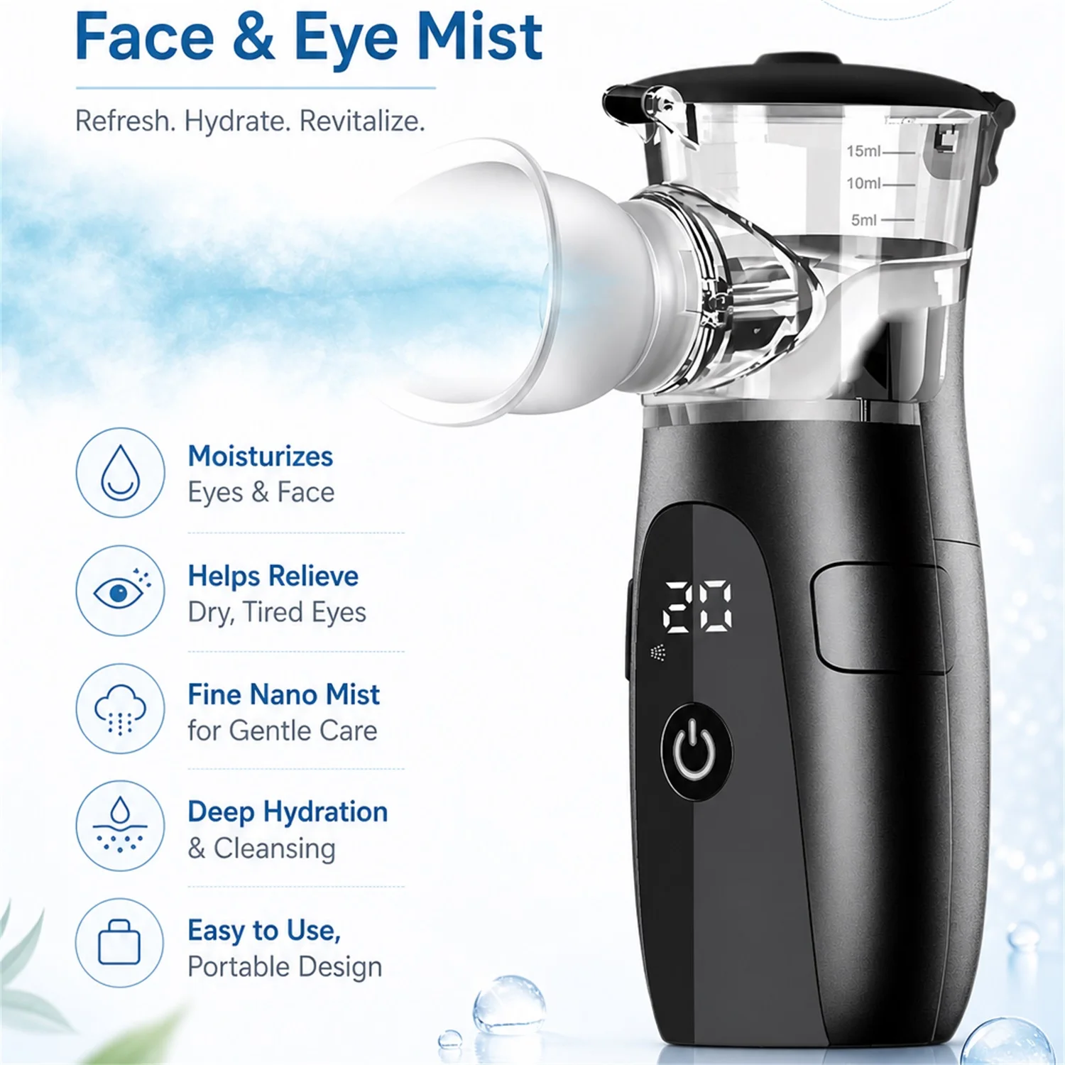 Facial Steamer Nano Ionic Hot Mist Face Steamer Home Sauna SPA Face Humidifier Atomizer for Women Men Moisturizing Unclogs Pores