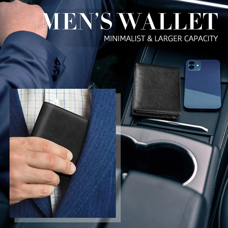Billeteras multifuncionales para hombre, billetera delgada con bloqueo RFID, 15 tarjeteros